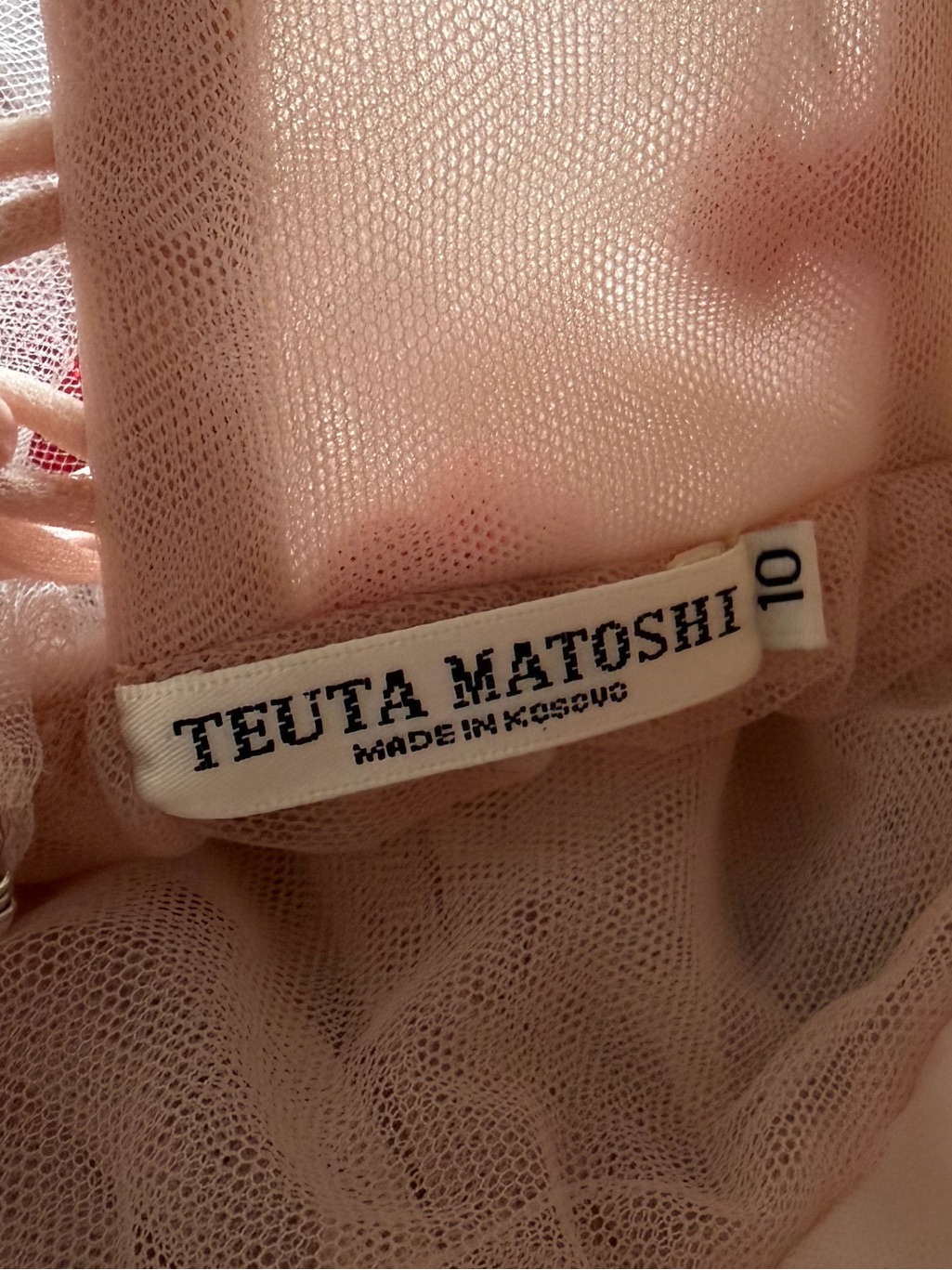 Nwot Teuta Matoshi Pink Cherry Appliqu Tulle Dress Sz 10 — image 7 of 7